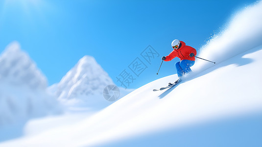 高山滑雪选手飞驰雪道速度突破极限